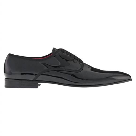 NEW SALVATORE FERRAGAMO men's patent lace up debry shoes in black